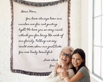 LETTER BLANKET Cotton Anniversary Gift For Girlfriend Boyfriend Birthday Gift For Her Mom Dad Personalized Gift Love Woven Valentines Gift