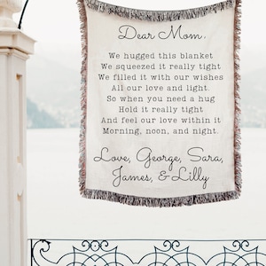 Personalized Poem Blanket, Woven Cotton Throw – Gift for Mom, Grandma