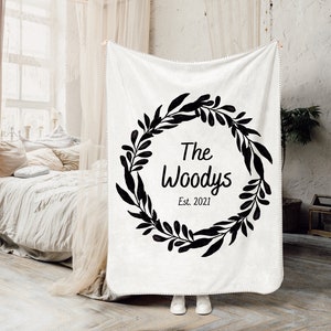 Couples Last Name Blanket Gift - CUSTOM BLANKET For Couple, Couples Throw Second Anniversary Gift For Wife Engagement Gift Wedding Gift