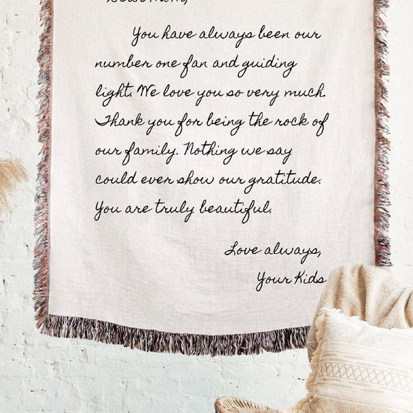 Valentines Gift Letter Blanket Personalized Gift For Mom Woven Love Anniversary Gift Boyfriend Girlfriend Wife Husband Handwriting Birthday