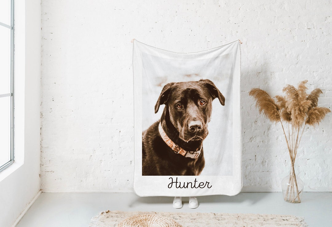 Personalized Photo Pet SHERPA BLANKET Custom Dog Blanket Pet Memorial