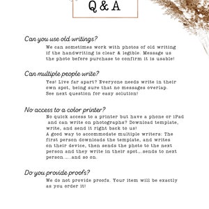 K&ouml;nnte beinhalten: Eine wei&szlig;e Seite mit dem Text "Q & A" in einem braunen rechteckigen Feld. Die Seite enth&auml;lt Fragen und Antworten zur Verwendung alter Schriften, mehrerer Autoren, Farbdrucker und Proofs. Das Logo des Grayfolk-Shops befindet sich oben.