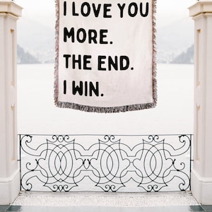 I LOVE YOU MORE Cotton Anniversary Gift Blanket For Girlfriend For Boyfriend For Wife For Husband First 2nd Anniversary Gift Valentines Gift image 2