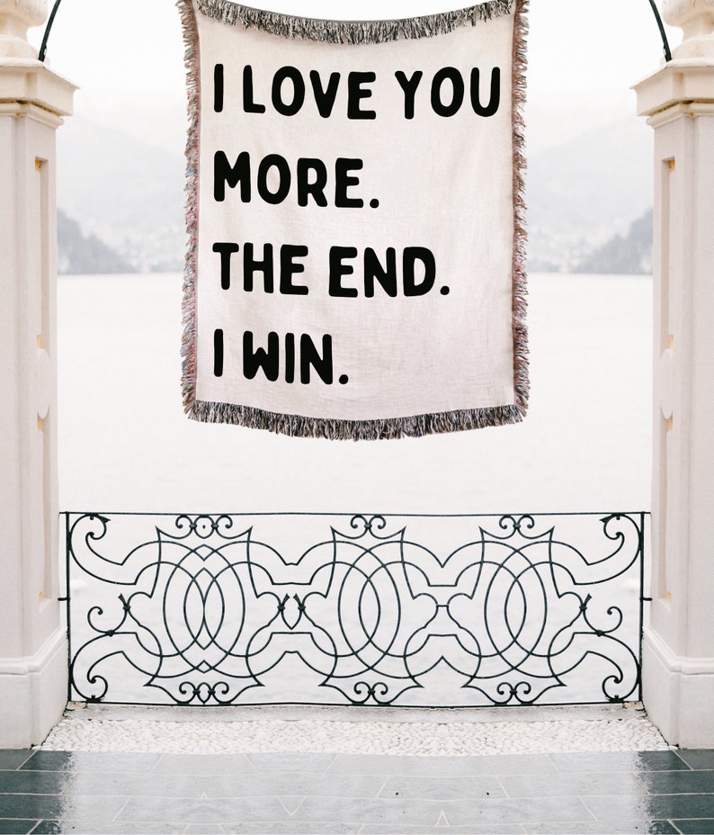 I LOVE YOU MORE Cotton Anniversary Gift Blanket For Girlfriend For Boyfriend For Wife For Husband First 2nd Anniversary Gift Valentines Gift image 2