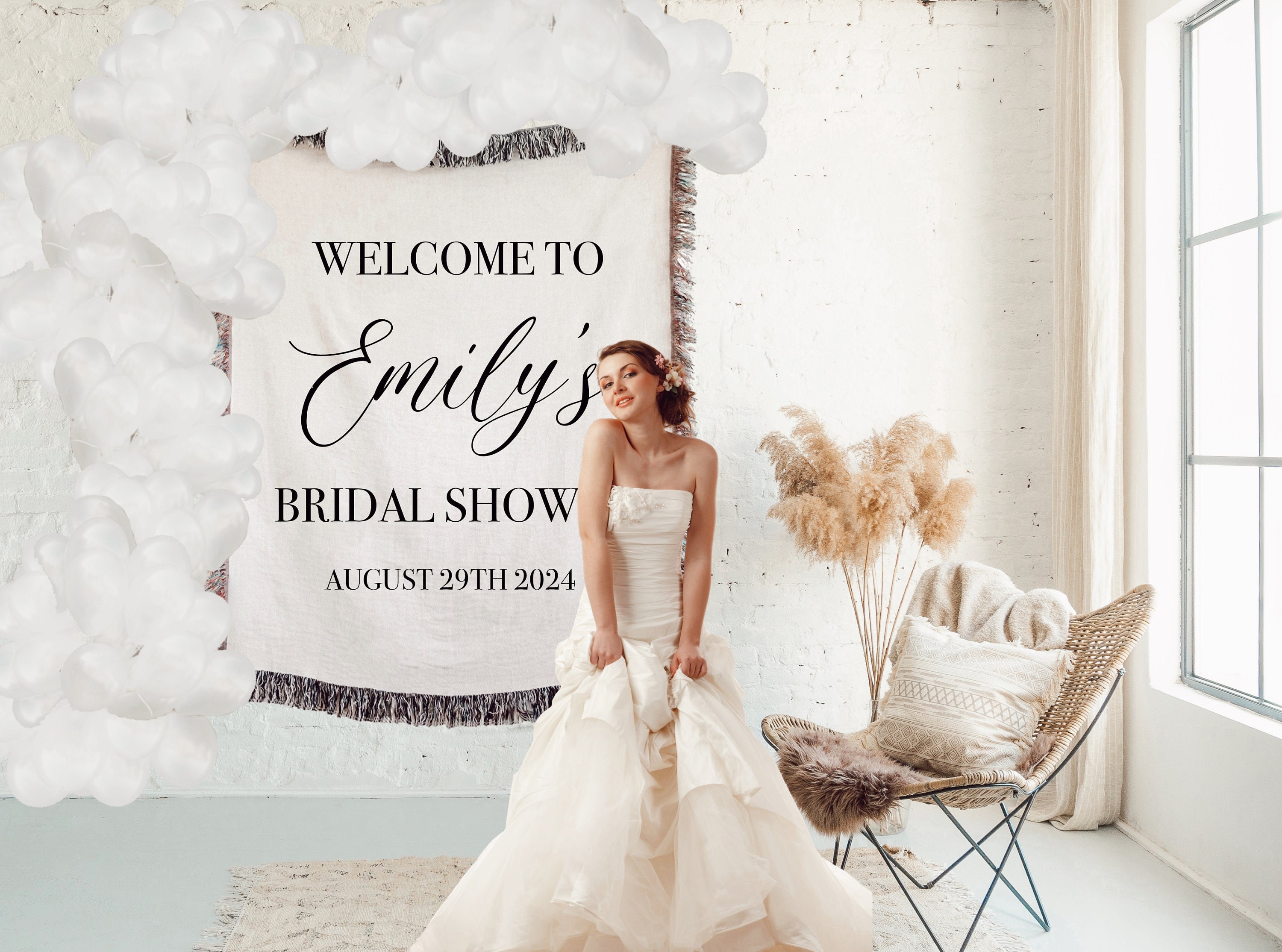 CUSTOM Bridal Shower Sign Backdrop Boho Bridal Shower Decorations Table Backdrop Boho Bridal Shower Welcome Sign Bridal