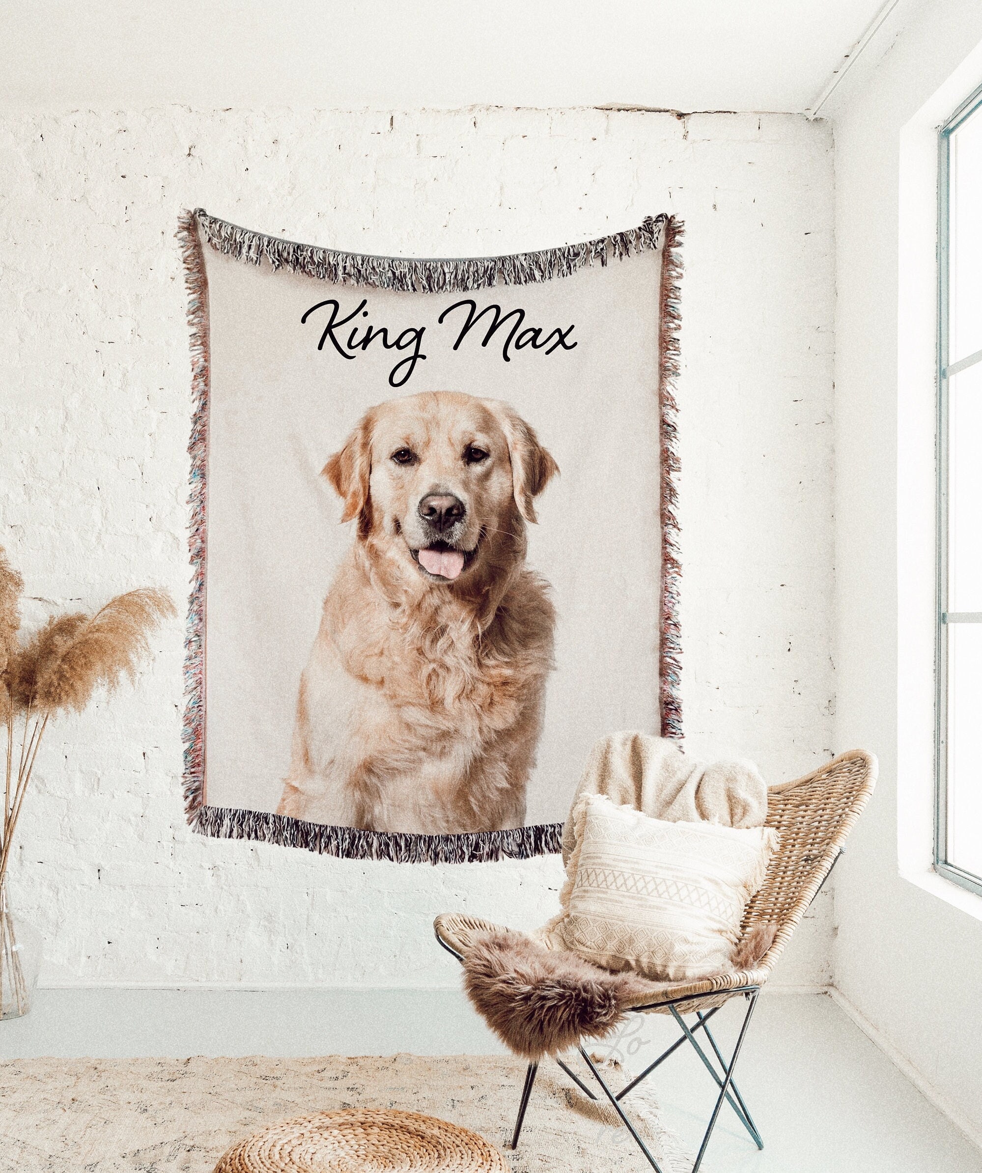 HOME LIVING Custom Cat Face Blanket Custom Pet Photo Blanket