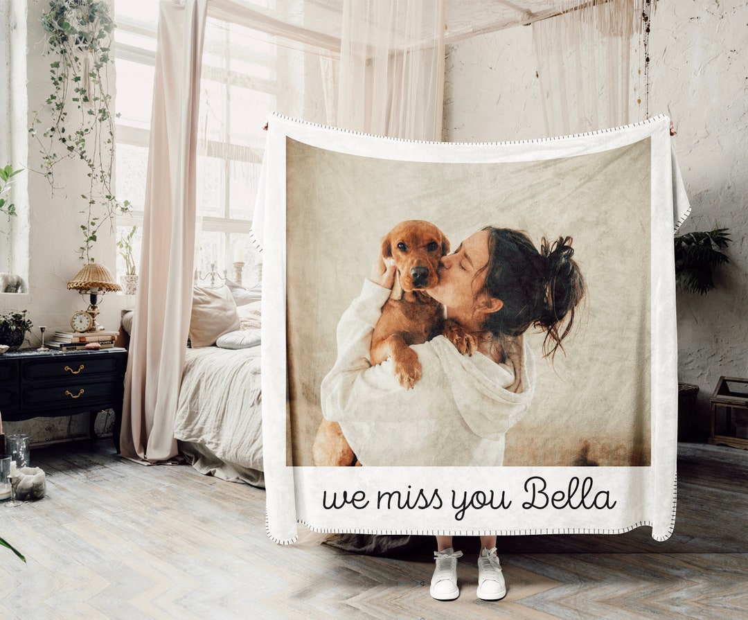 Personalized Photo Pet SHERPA BLANKET Custom Dog Blanket Pet Memorial