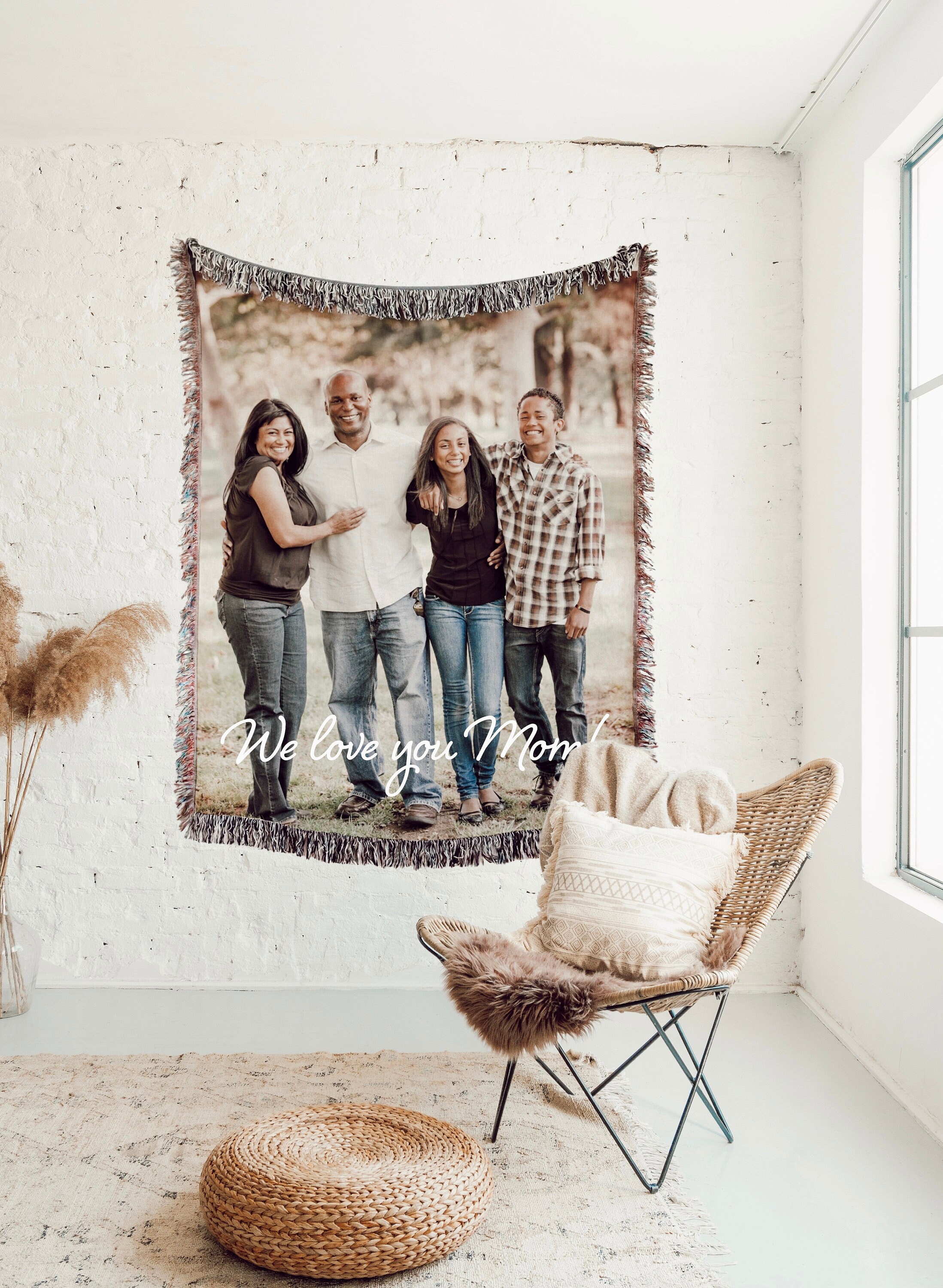 Personalized Woven Cotton Throw | Blanket With a Photo | Memory Gift for Mom or Grandma