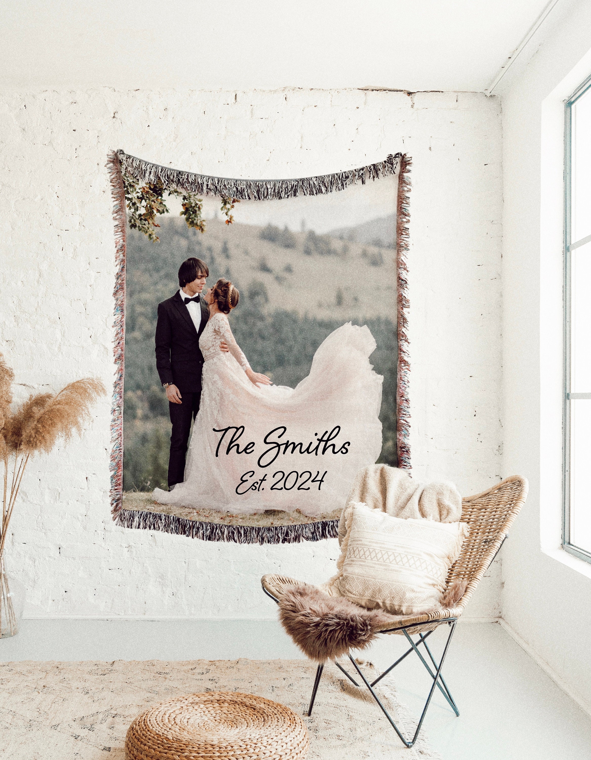 Personalized Woven Cotton Throw | Blanket With a Photo | Memory Gift for Mom or Grandma