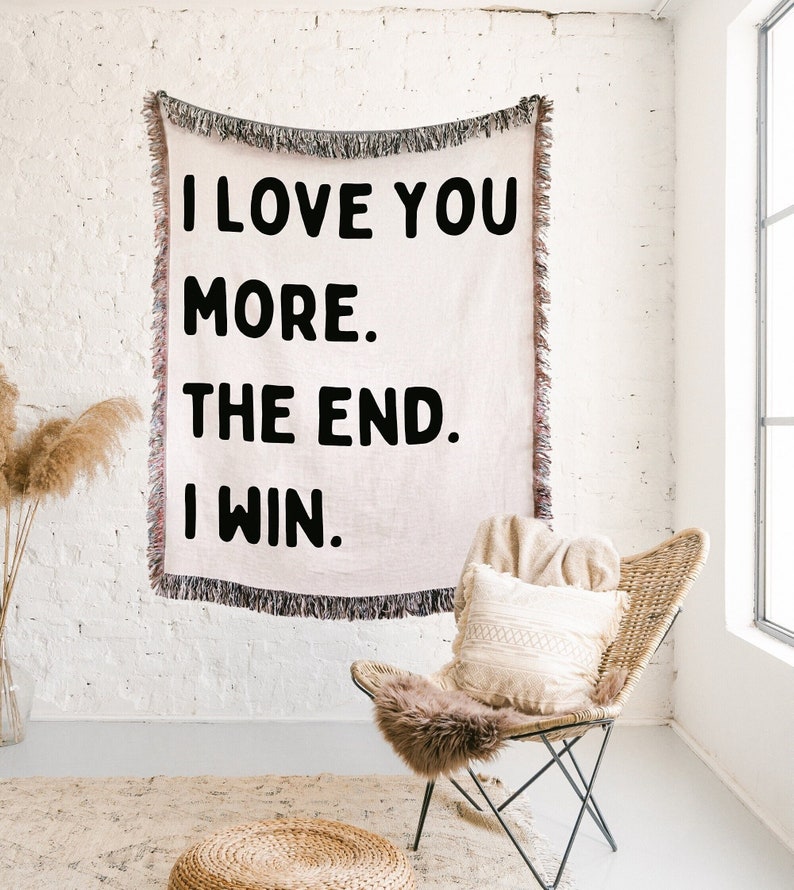 I LOVE YOU MORE Cotton Anniversary Gift Blanket For Girlfriend For Boyfriend For Wife For Husband First 2nd Anniversary Gift Valentines Gift image 1