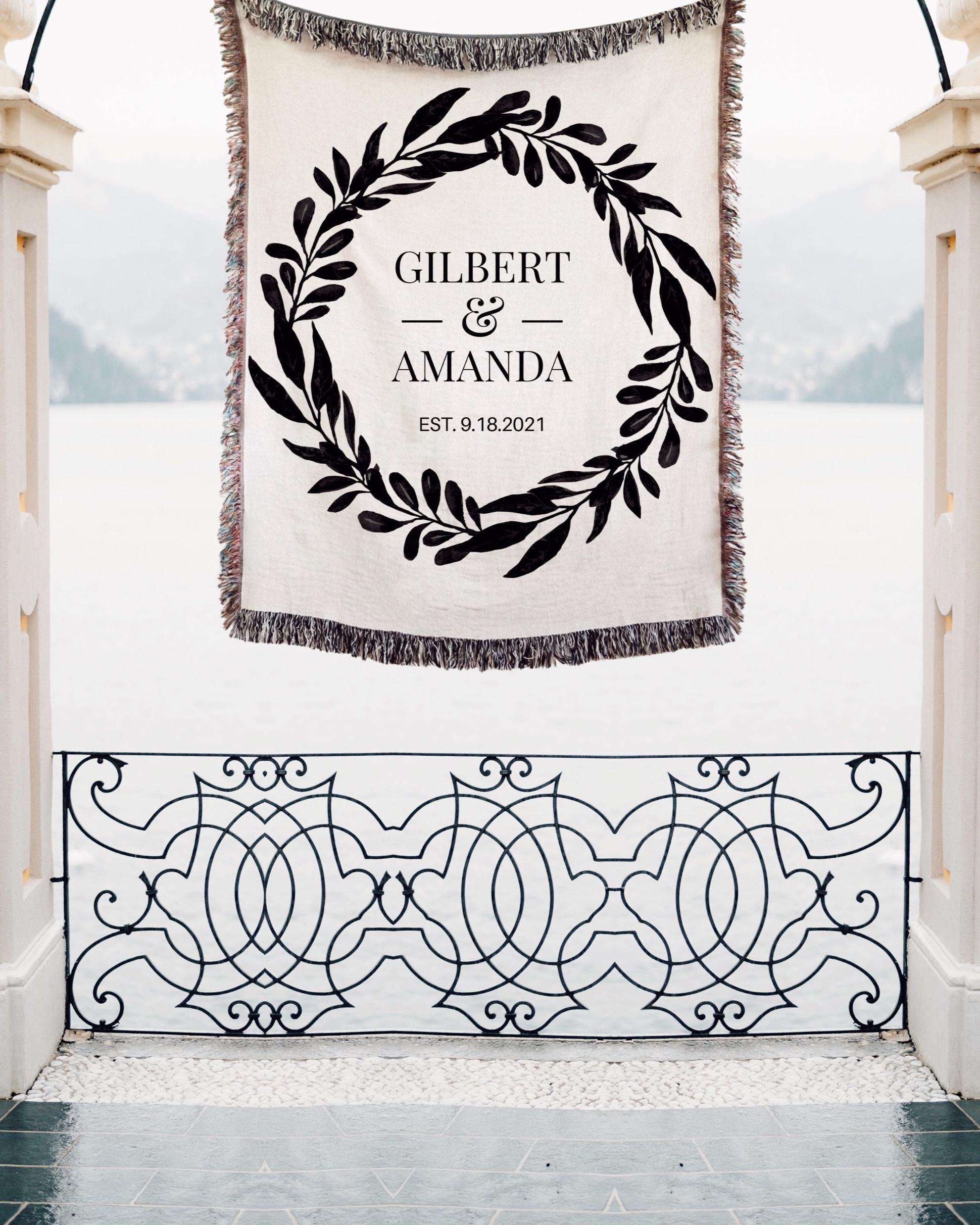 PERSONALIZED WOVEN THROW Cotton Anniversary Gift Couples Names Wedding Gift Engagement Couples Initials Valentines Day Blanket Girlfriend