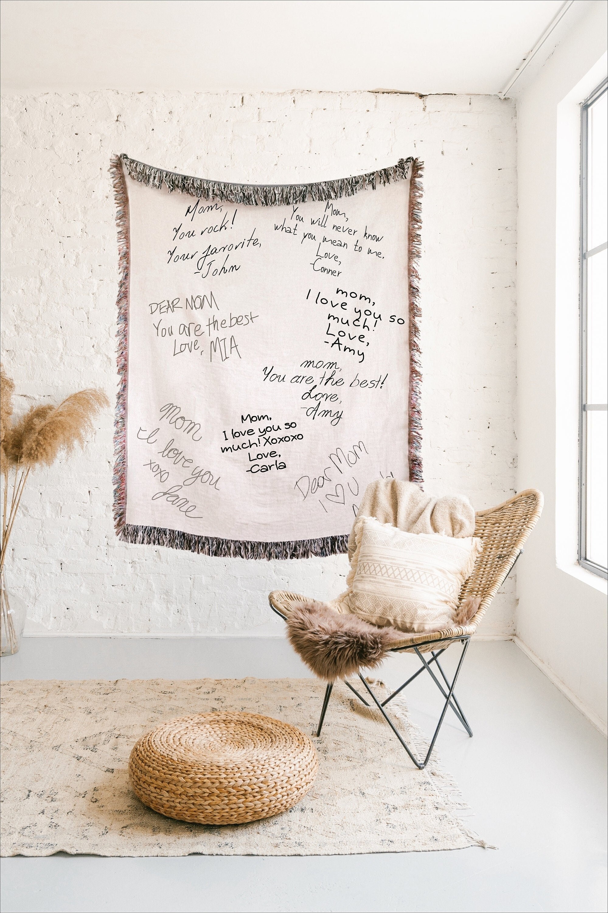 Valentines Gift LETTER BLANKET Group Gift Personalized Gift Love Birthday  Gift for Mom Dad Grandma Woven Cotton Anniversary Gift - Etsy