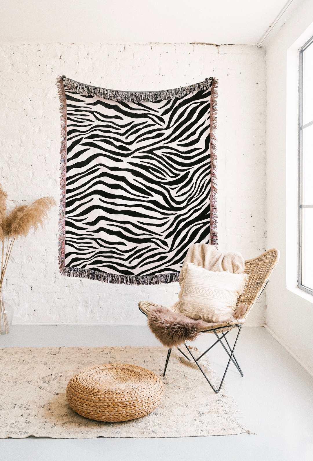 Zebra Print Throw Blanket Black & White Woven Marble Throw Blanket Gift