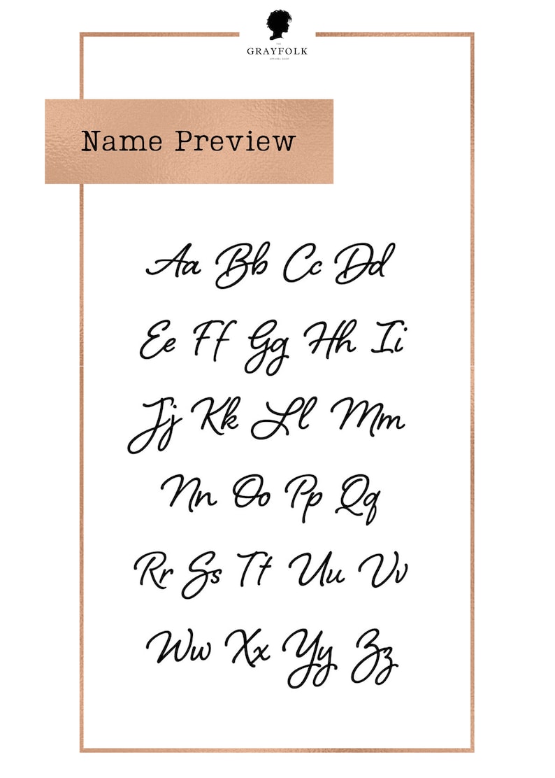May include: A preview of a cursive font alphabet, showing each letter from A to Z in lowercase. The letters are written in a flowing, elegant style.