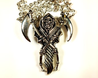 Grim Reaper Necklace Pendant Silver