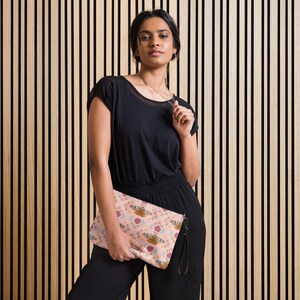 Monarch Magic Crossbody Bag – Pink Moth Pattern with Moons, Stars & Florals