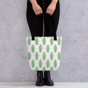 Hand-Drawn Pop Art Beetle Tote Bag – Original Insect Illustration Eco Shopper – Funky Bug Canvas Bag Gift for Nature Lovers