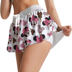 Minnie mouse summer, All-Over Print Women's Sport Skirt With Pocket ,Run disney shorts