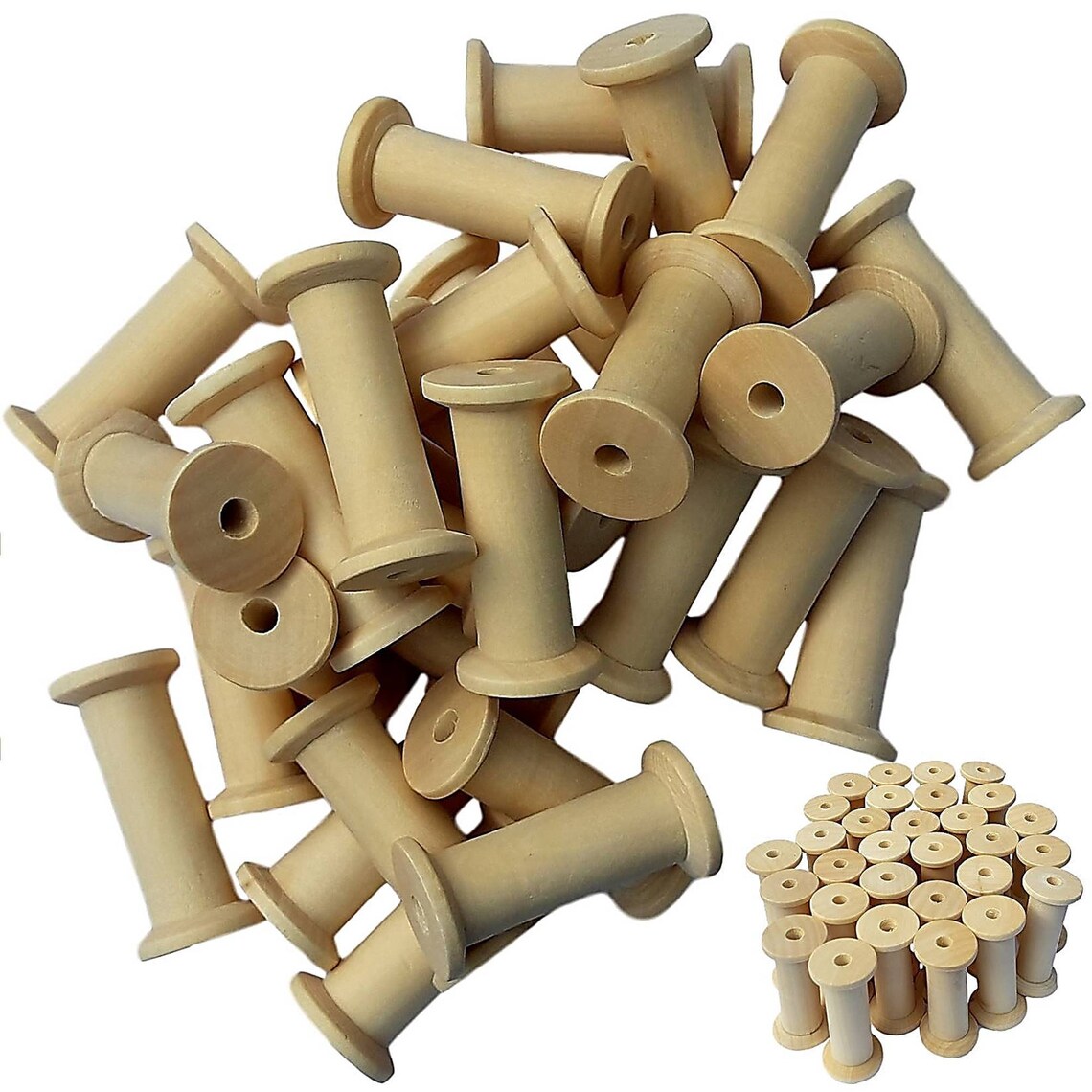 Wooden Bobbins Spools 50mm 30 Pack Sewing Cotton Reels Craft Etsy