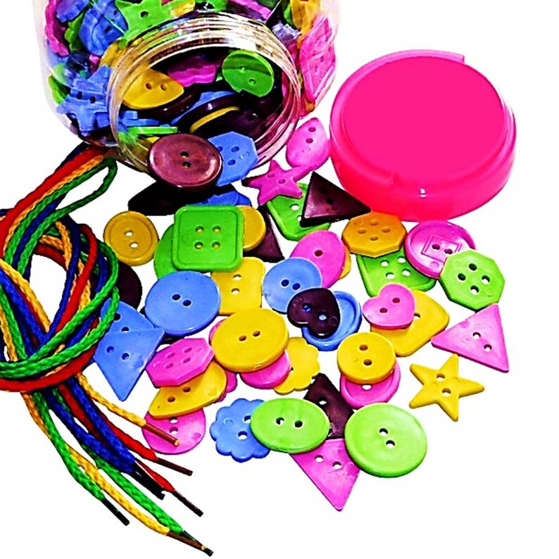 Craft Buttons With 4 Threading Laces 200 Buttons Assorted Etsy UK