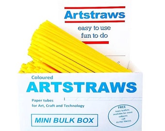 Artstraws Mini Bulk Box School Pack Yellow Paper Straws 6mm Art Straws Pack Size 250 Craft Modelling Plait Weave