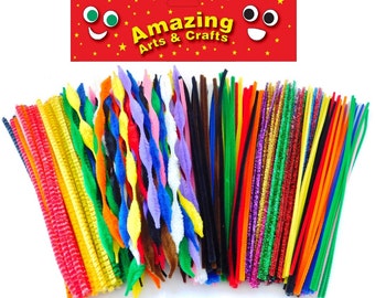 Black Pipecleaners 100 Pack Chenille Stems 30cm Long Pipe Cleaners
