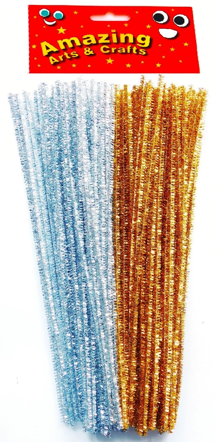 Gold and Silver Tinsel Pipe Cleaners 300mm 100pieces Etsy UK