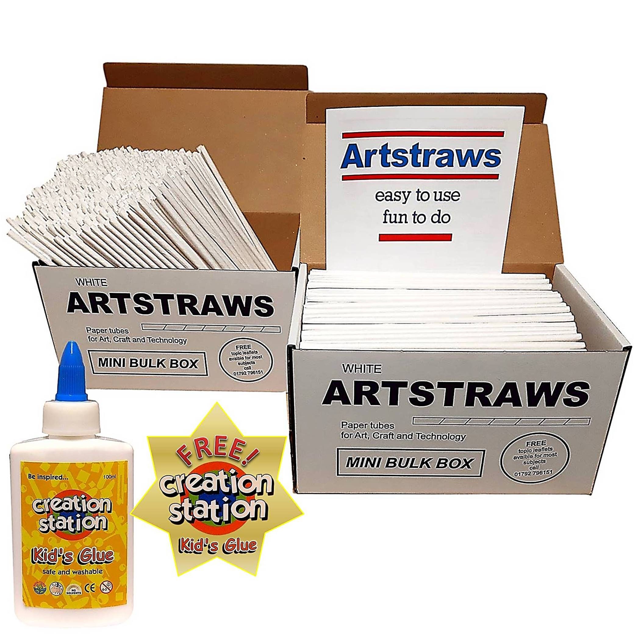 Artstraws White Paper Straws Mini Bulk School Pack 1000 Straws Maxi Box Set Craft Crafting