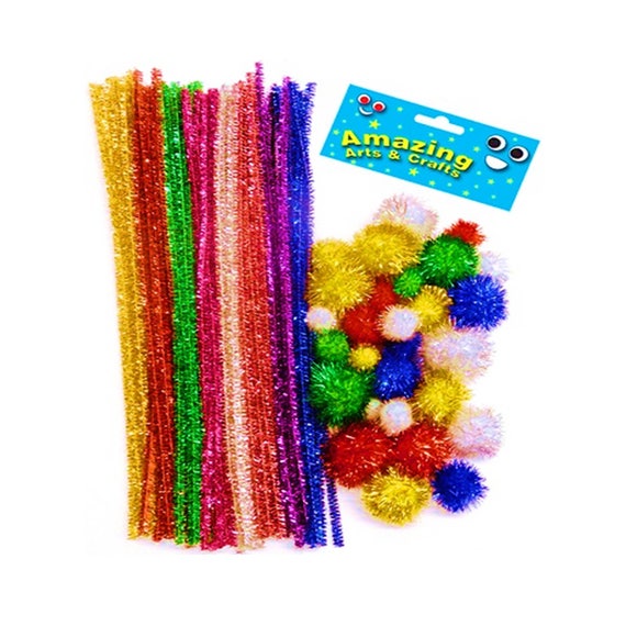 NEW CHRISTMAS CRAFTS 30cm PIPECLEANERS XMAS 50 TINSEL PIPE CLEANERS