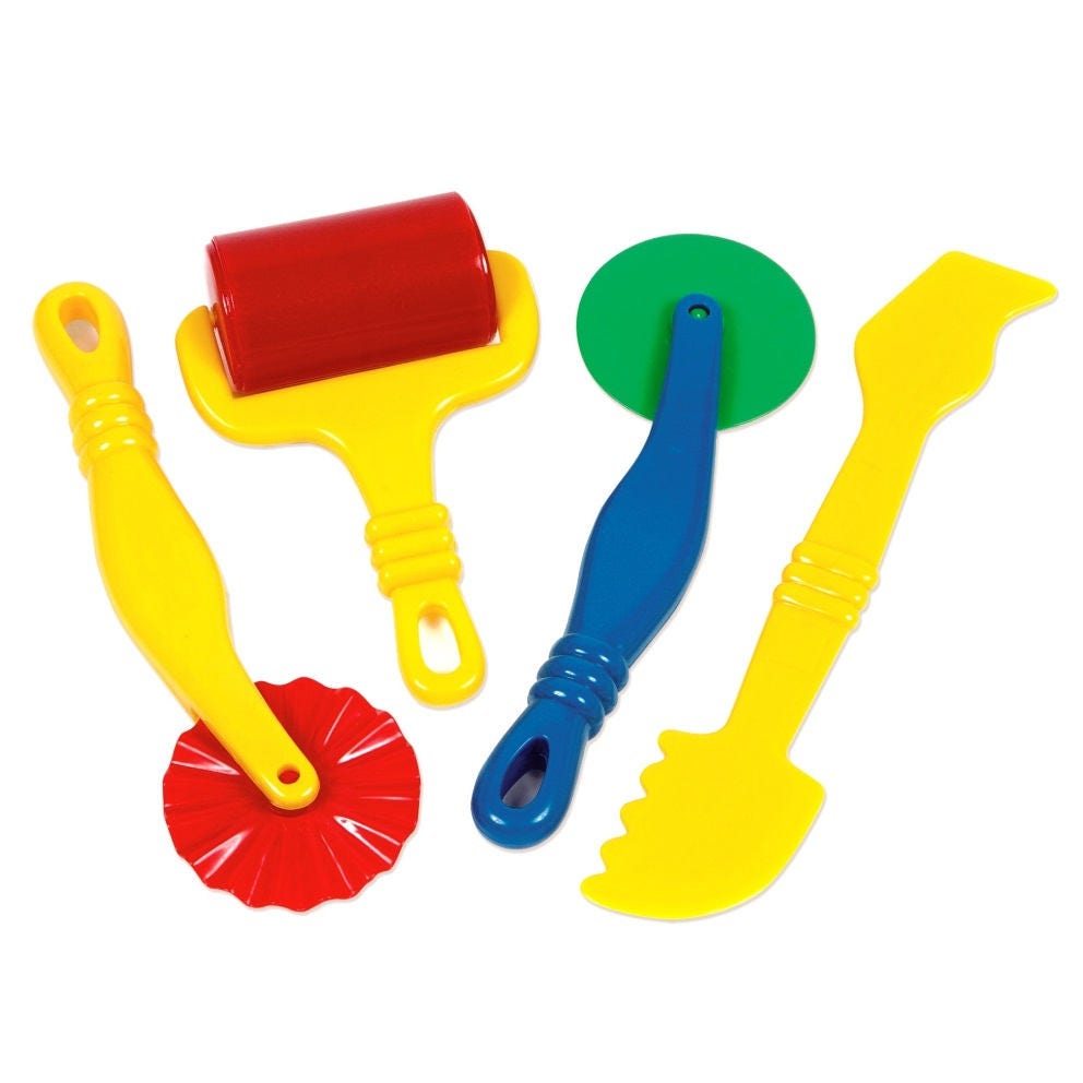 Dough Tools Play Set for Kids Set of 4 Pastry Clay Pizza Doh Toys