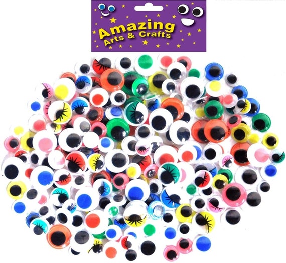 Pack of 200 Assorted Size Multicolour Arts & Craft Googly Eyes