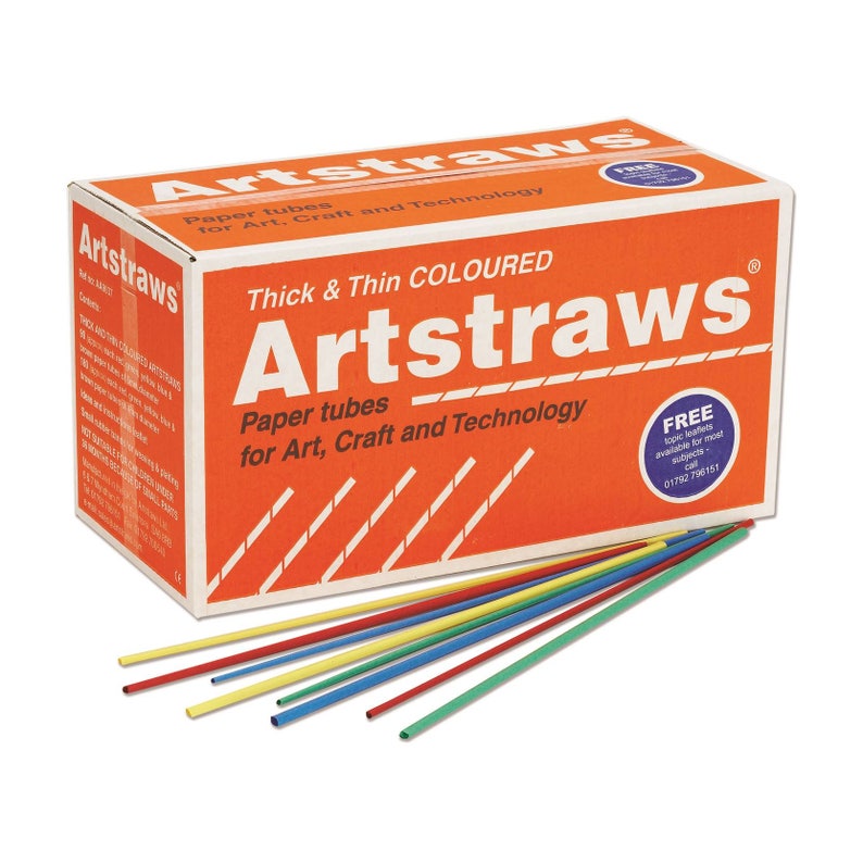 Artstraws Long Paper Straws Bulk Pack Assorted Colours Thick and Thin