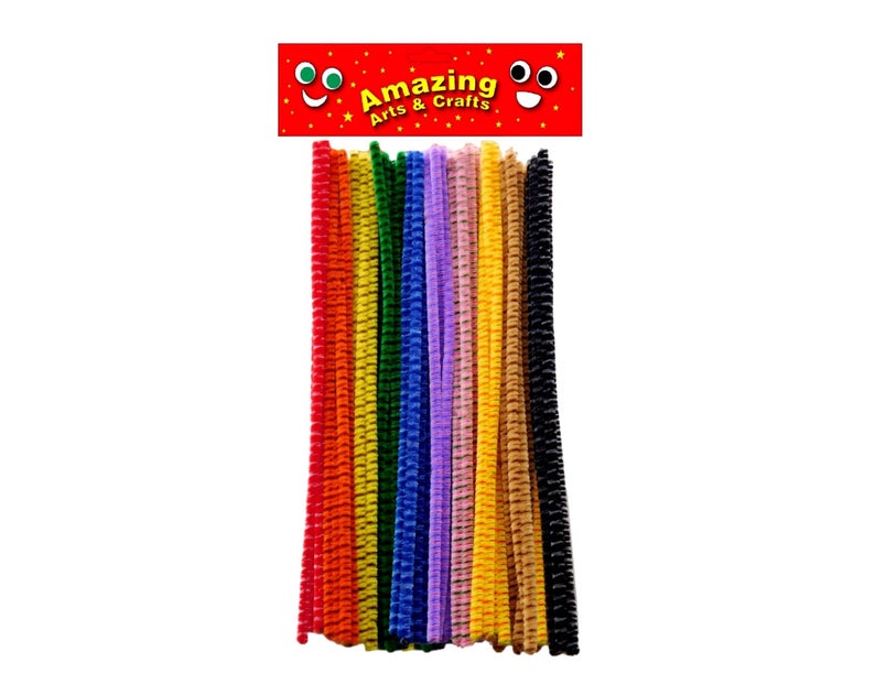 Pipe Cleaners Striped 50 pieces 30cm x 6mm Assorted Colours image 2