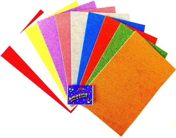 Self Adhesive Craft Glitter Foam 10 Sheets, A4 Assorted Colours 