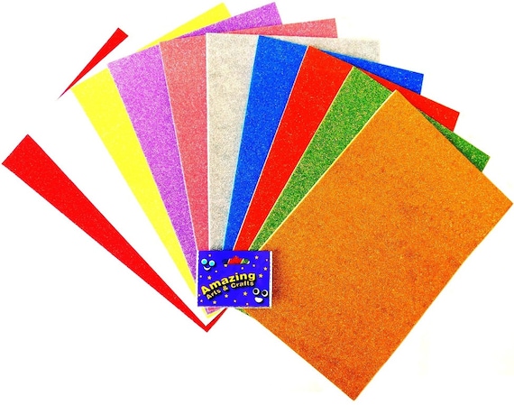 Self Adhesive Craft Glitter Foam 10 Sheets, A4 Assorted Colours 