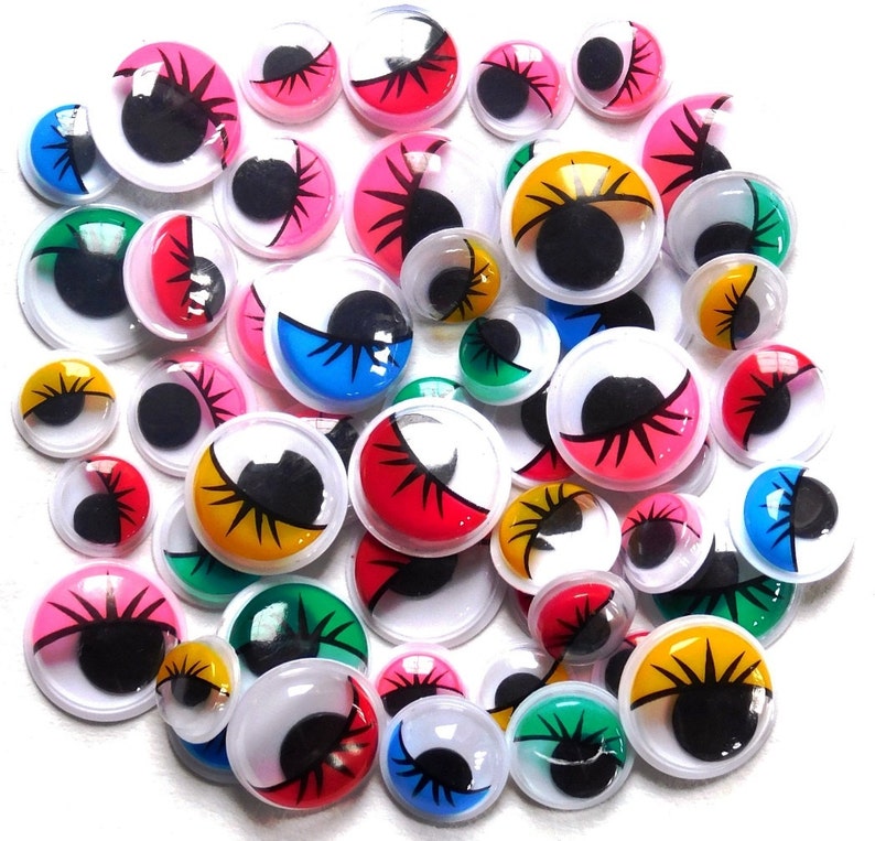Wiggle Eyes, With Eyelashes 50 Assorted Sizes and Colours Etsy