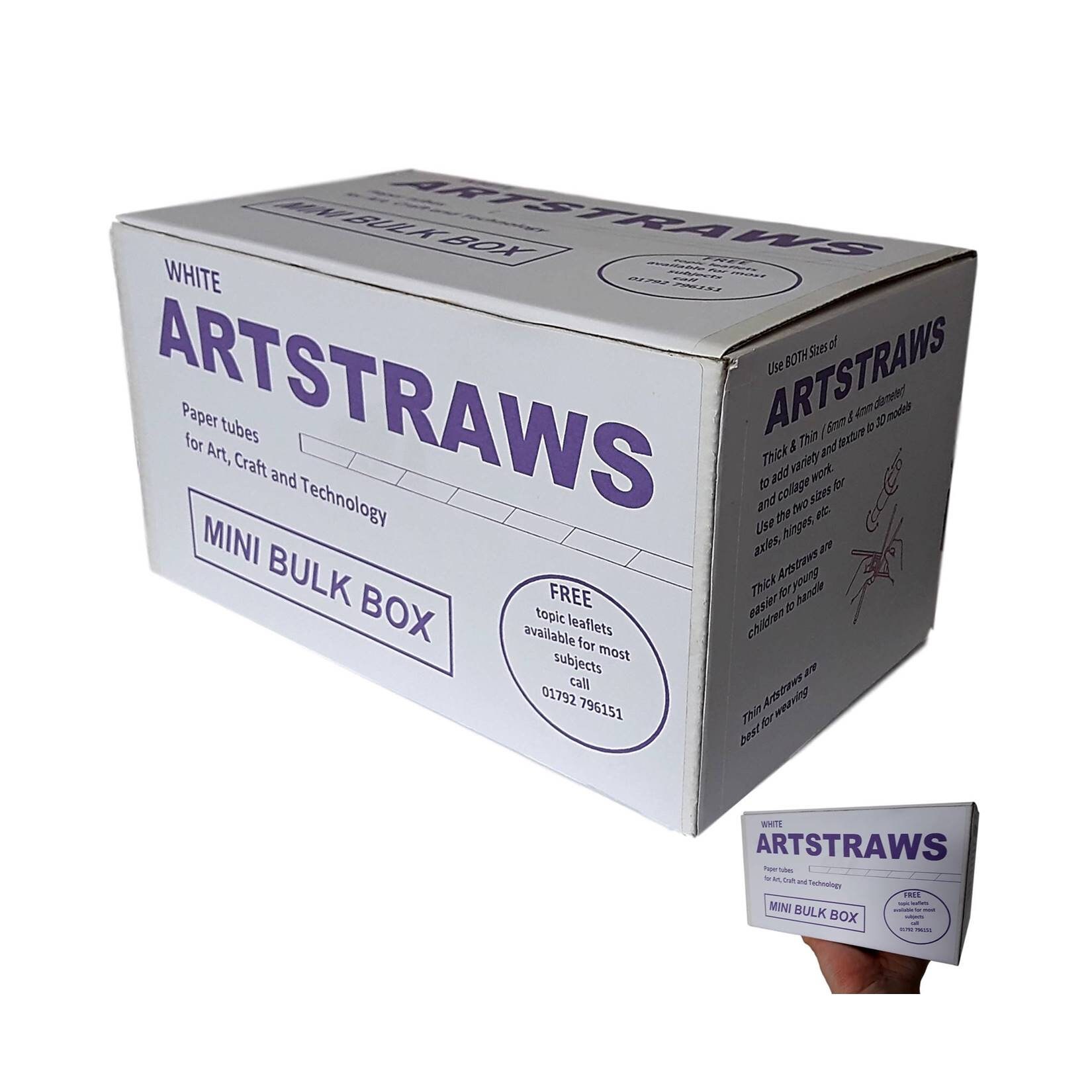 Artstraws, Mini Bulk Pack, White Paper Straws, 4mm Art Straws 500 Pcs