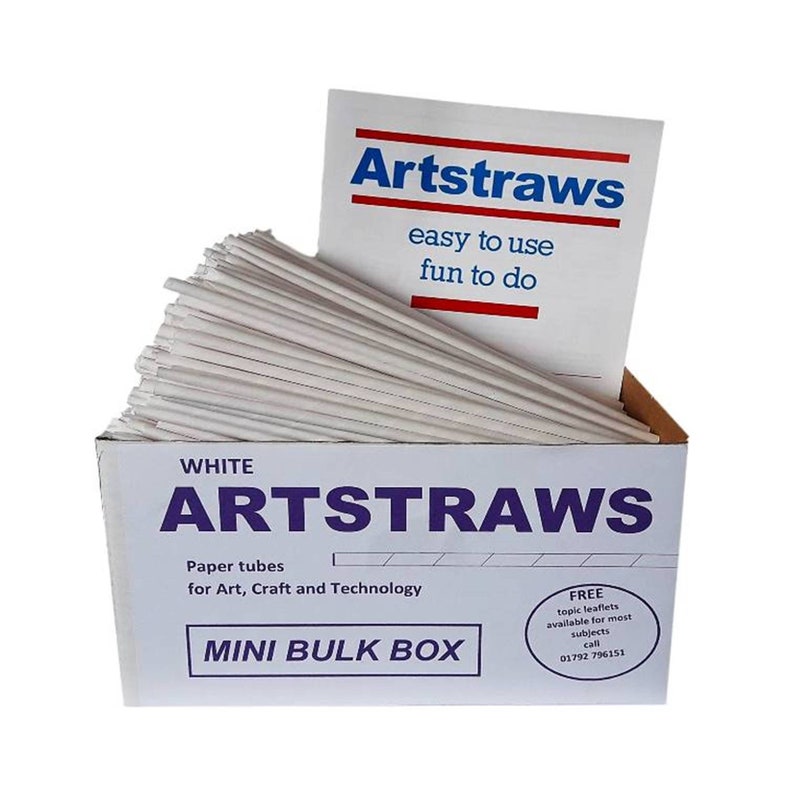 Artstraws, Mini Bulk Pack, White Paper Straws, 4mm Art Straws 500 Pcs for Craft, Weaving and
