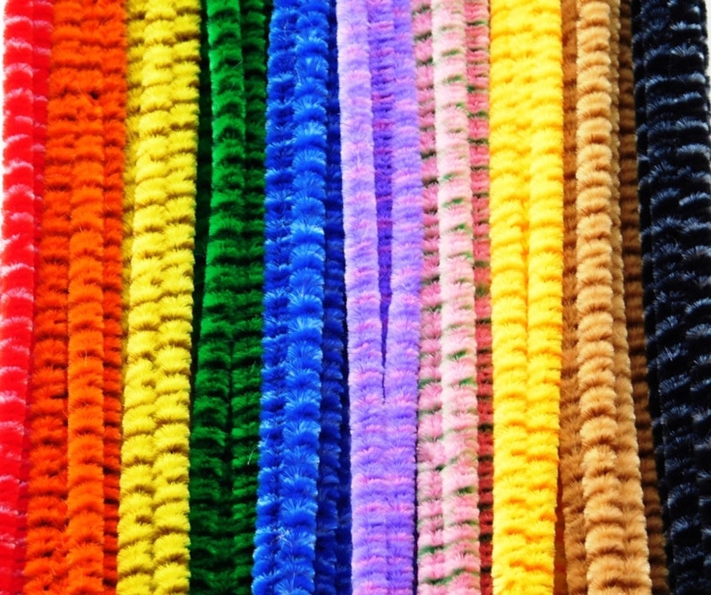 Pipe Cleaners Striped 50 pieces 30cm x 6mm Assorted Colours image 1