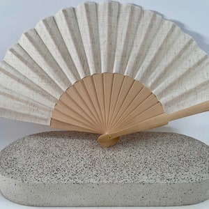 Wooden folding fan - linen