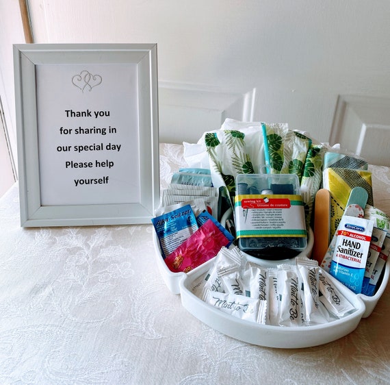 Bridal Emergency Kit Ladies Bathroom Tray Wedding Bathroom Basket Sign  Unique Gift for Bridal Shower Wedding Favors for Guests 