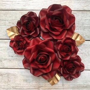 6 Piece Paper Flower Backdrop Set - Shabby Chic Roses, Wedding Decor, Bridal Shower, Nursery, Alice in Wonderland