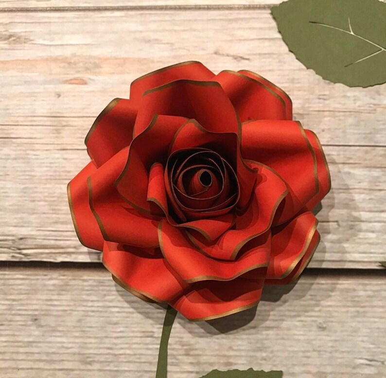 Gold-rimmed Paper Roses Disney Beauty and the Beast Paper - Etsy