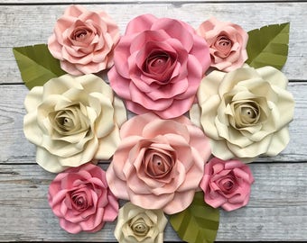 Paper Flower Backdrop - Roses, Shabby Chic, Wedding Decor, Bridal Shower, Nursery Flowers