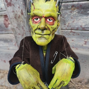 Frankenstein Czech Marionette – Hand-Painted Resin Monster Puppet (40cm)