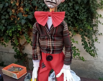 Marionetta da clown triste realizzata a mano – Artista ceco, bambola d'arte da collezione