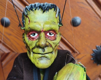 Frankenstein spooky handmade marionette ,Luxury Dolls made on order awesome,handmade