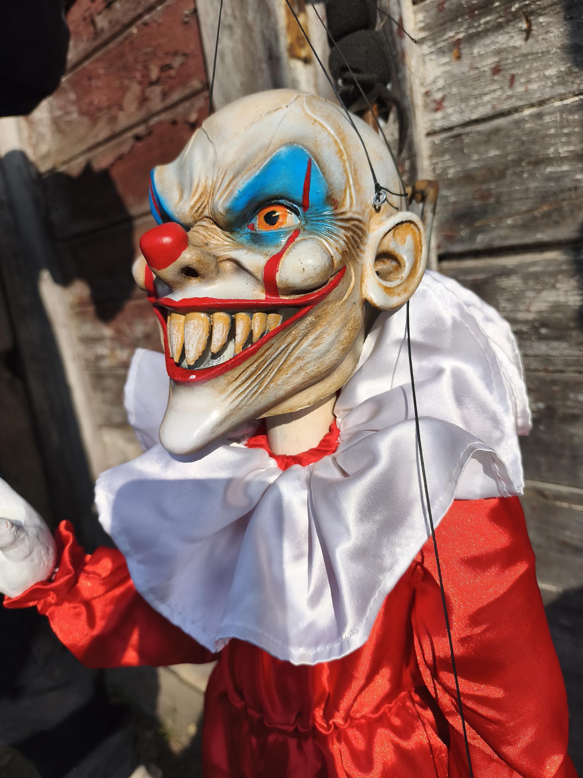 Scary Evil Clown Marionette – Handmade Czech Horror Puppet, 75cm Resin ...