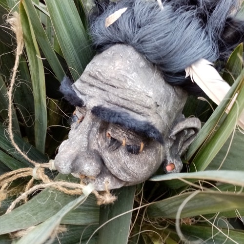 Rustic shops Tiki Skulls, Shrunken Head, Skeleton, Voodoo, Antique Zombie Head / Handmade