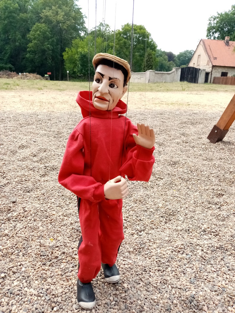 orig Czech marionette puppet wood 1 puppet artist street televariete string professional Art Doll Handmade image 3